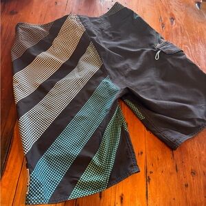 Quiksilver Black and Teal Board Shorts